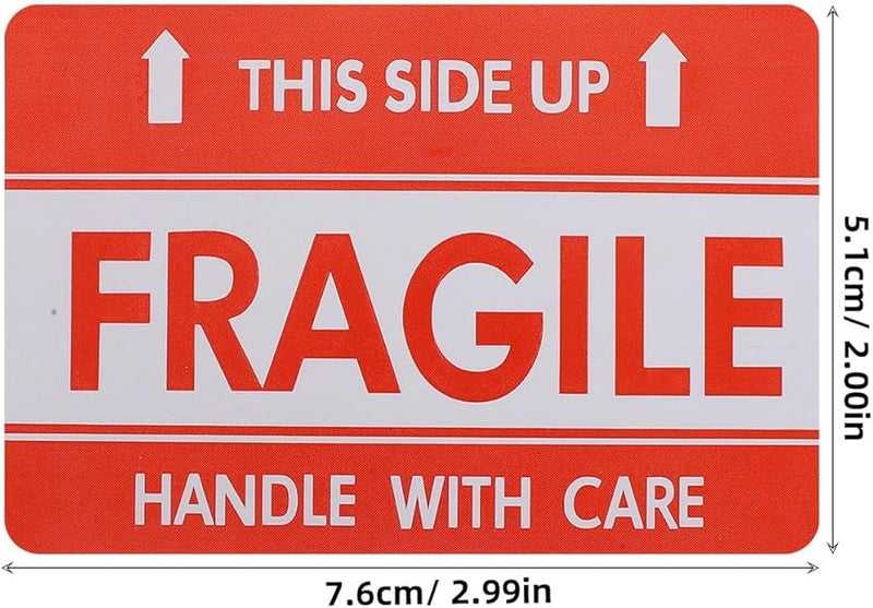 GARVALON Red Fragile Shipping Labels 300pcs Roll High Adhesive for Moving Packaging - Image 2